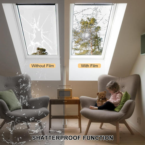 Window Security Film 17.3in X 9.84ft, Shackcom Tempered Glass Window Film Adhesive Anti-shatter for Home, Office and Car (Clear)...