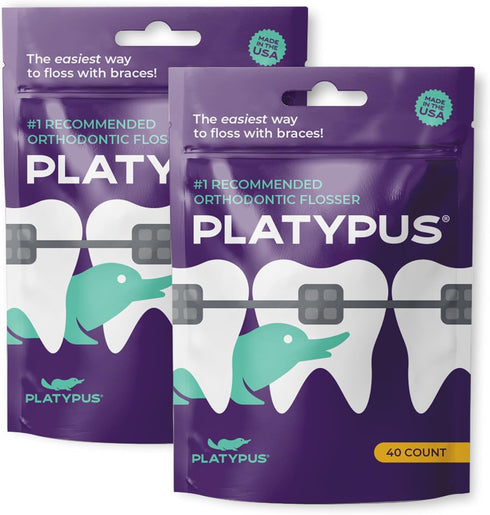 Platypus Orthodontic Flossers for Braces | Ortho Picks for Adults & Kids | Fits Under Arch Wire | Non-Damaging | Encourage Flossing Habits | Floss...