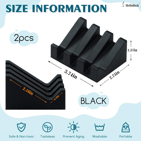 Silicone Soap Dish for Bar Soap Holder for Shower Bathroom Self Draining Waterfall Drying Tray Keep Soap Bars Dry Clean & Easy Cleaning (2, Black)...