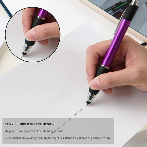 Retractable Ballpoint Pens Black Ink Pen Medium Point Work Smooth Writing for Men Women Pens for Universal Touchscreen Devices, iPad, iPhone, Andr...