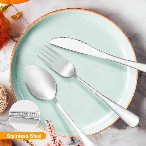 Travel Utensils with Case 4pcs Stainless Steel Knives Spoons and Forks Set Reusable Cutlery Set for Camping Picnic Hiking Office (Light green)...