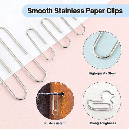 Large Paper Clips, 100 Pcs Paper Clips 2 inch, Jumbo Paper Clips, Silver Stainless Paperclips, Clips Office Supplies, Big Smooth Paper Clips for P...