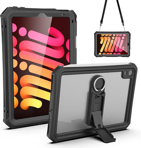 iPad Mini 6 Case Waterproof for iPad Mini 6th Generation with Built-in Screen Protector Pencil Holder, Full Body Rugged Shockproof Dropproof Prote...