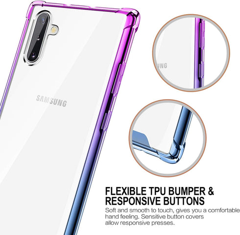SALAWAT Galaxy Note 10 Case, Clear Galaxy Note 10 Case Cute Gradient Slim Phone Case Cover Reinforced TPU Bumper Shockproof Protective Case for Sa...