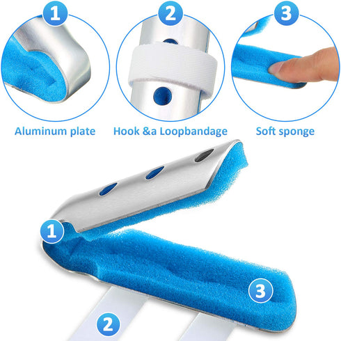 6 Pieces Finger Splints Metal Finger Support Finger Stabilizer for Adults and Children Finger Knuckle Joint Fixation, 3 Sizes (Blue)...