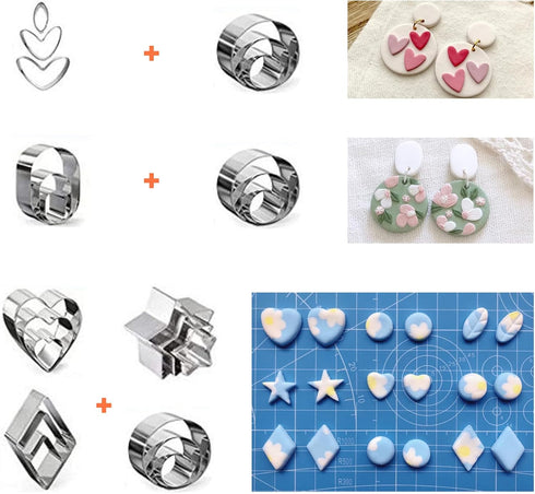 IHUIXINHE Polymer Clay Cutters Set?36 Shapes Stainless Steel Clay Earring Cutters with 16 Circle Shape Cutters and 60 Earrings Accessories Earring...