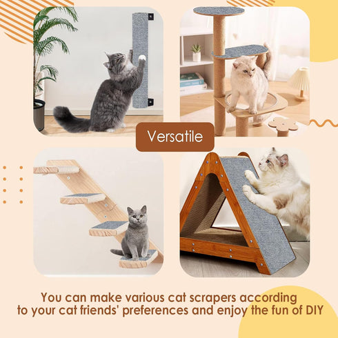 Cat Scratching Mat 11.8" x11.8”(5 Pack), Trimmable Self-Adhesive Cat Scratcher, Replacement Carpet for Cat Tree Shelf Shelves Cat Scratch Post, Sc...