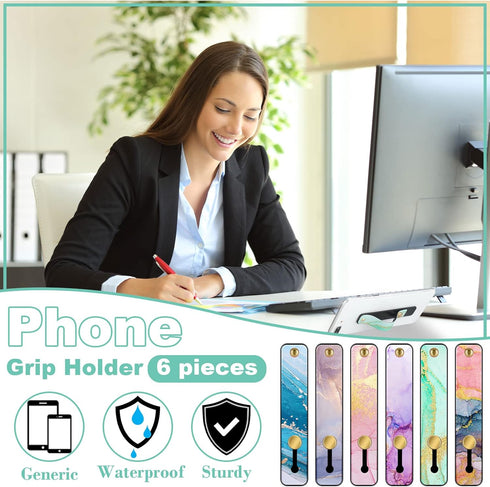 6 Pieces Phone Strap Grip Holder Finger Cell Phone Grip Telescopic Stand Universal Kickstand for Most Smartphones (Bright Marble)...
