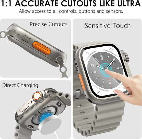 WINGLE 2 in 1 Waterproof Case for Apple Watch Screen Protector 40mm Series 6 5 4 SE?Looks Like Apple Watch Ultra?, 2 Pack iWatch Face Cover + Back...