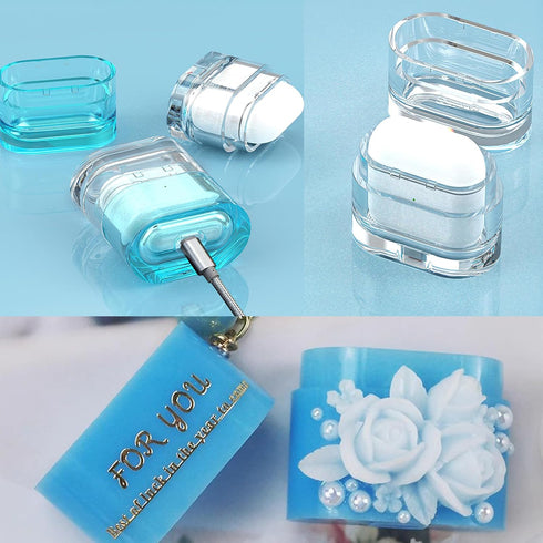 2 Pcs Resin Molds Silicone for Bluetooth Earbuds Case Epoxy Resin Casting Molds for DIY Protective Earphone Case Cover Wireless Bluetooth Earbuds ...