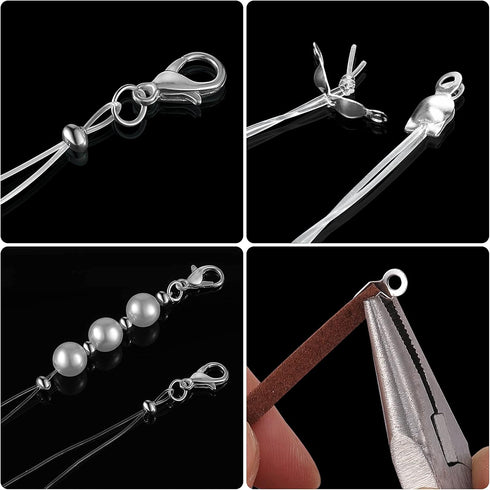 880 Pieces Jewelry Making Accessories Set Include 80 Lobster Clasps 200 Bead Knot Covers 200 Crimp Cover 200 Crimp End Tip and 200 Jump Ring Conne...