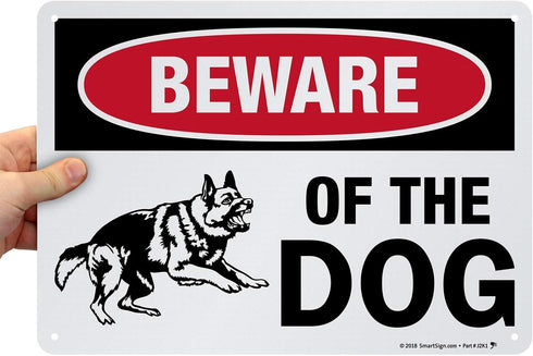 SmartSign Beware of Dog Sign - German Shepherd Signs for Fence/Wall | 10 x 14 Inches, Reflective Aluminum Metal, Dangerous Dog Warning...