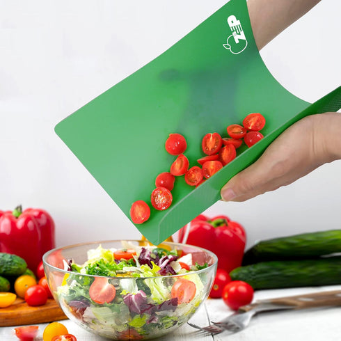 ZVP Flexible Plastic Cutting Board Mats Set of 5, Colorful Chopping Boards with Food Icon for Kitchen, BPA Free, Non-Slip Back, Non Porous, Dishwa...