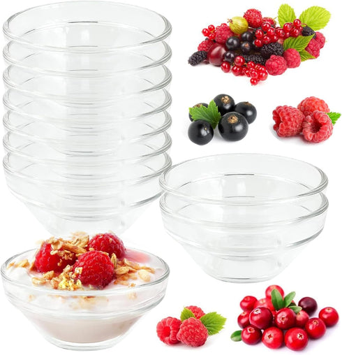 12 Pack 3.5" Clear Glass Bowls, 4.5oz Soy Sauce Dipping Bowls, Stackable Serving Bowls for Ramekins Appetizer Tray, Sauce Dish, Tomato Sauce, Sala...