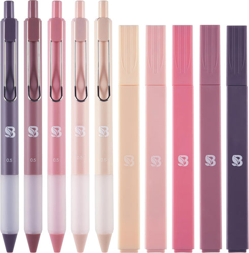 Aesthetic Highlighters and Gel Pens with Black Ink And Soft Tip, No Bleed Dry Fast Easy to Hold, for Bible Journaling Planner Notes School Office ...
