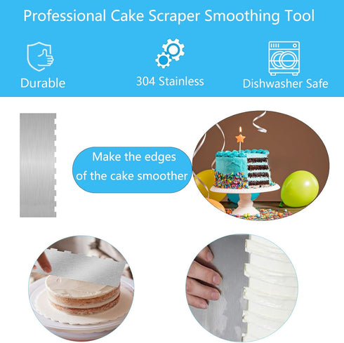 8.6 Inch Metal Cake Scraper Smoother, Stainless Steel Cake Scraper for Baking Buttercream Smoother Mousse Butter Cream Cake Decoration...