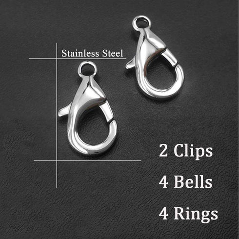 4 Sets Cat Bell for Dog Collar Charm Training Pet Pendant Accessories with 2 Pack Stainless Steel Dog Tag Clips(2 X-Small Pink)...