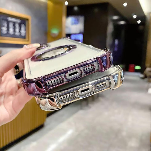 for iPhone 12 Pro Max Magnetic Transparent Case,Luxury Bling Four Corners Shockproof Military-Grade Protection with Camera Lens Protector MagSafe ...