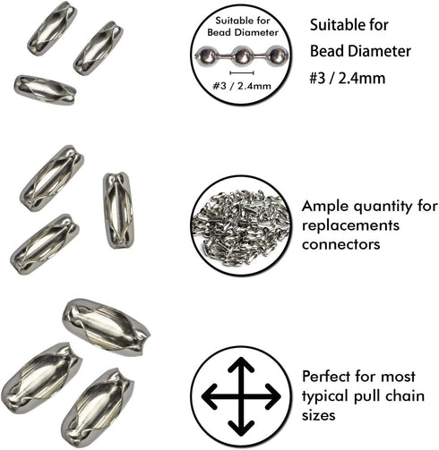 Rojwei 200pcs Ball Chain Connector Clasps Fits for 2.4mm Beaded Chain, Perfect Jewelry Making Accessories Clips for DIY Crafts....