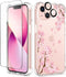 GVIEWIN Designed for iPhone 13 Case 6.1 Inch, with Tempered Glass Screen Protector + Camera Lens Protector Clear Flower Soft & Flexible Shockproof...