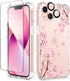 GVIEWIN Designed for iPhone 13 Case 6.1 Inch, with Tempered Glass Screen Protector + Camera Lens Protector Clear Flower Soft & Flexible Shockproof...