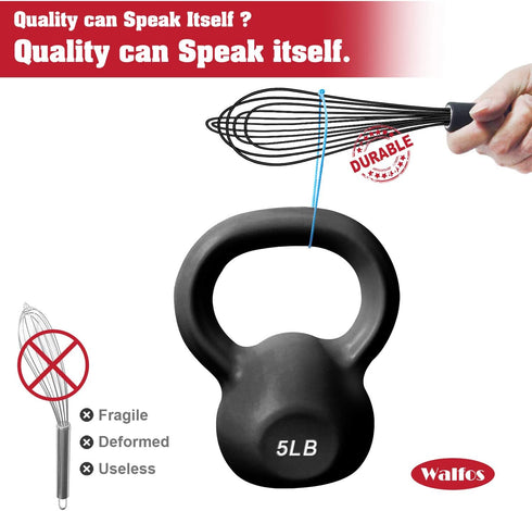 Walfos Silicone Whisk, Stainless Steel Wire Whisk - Heat Resistant Kitchen Whisks for Non-stick Cookware, Balloon Egg Beater Perfect for Blending,...