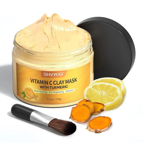 Vitamin C Face Mask with Kaolin Clay and Turmeric for Dark Spots, Dull Skin, Skincare Facial Mask for Controlling Oil and Refining Pores 5.29 Oz...