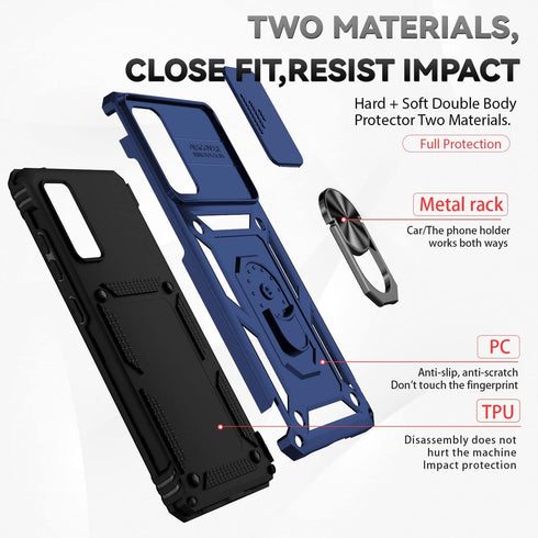 for Samsung Galaxy S20 FE 5G Case with Camera Lens Cover HD Screen Protector, Military-Grade Drop Tested Magnetic Ring Holder Kickstand Protective...