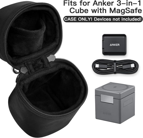 Travel Case Compatible with Anker 3-in-1 Cube MagSafe Charger 15W Max Fast Charging Foldable Wireless Charger, Compact Carrying Case for Anker 3-i...