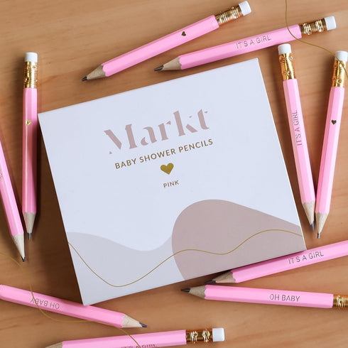 Markt Mini Pink Pencils with Erasers, Baby Shower Games Prizes for girl, Small Baby Shower Pencils, Baby Shower Favors, Presharpened Bulk Pencils ...