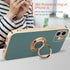for iPhone 11 Phone Case with 360° Rotatable Finger Ring Holder Kickstand Magnetic Shiny Gold Plated Edge for Women Men Shockproof Soft TPU Protec...
