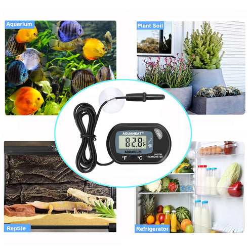 AQUANEAT 2 Pack Aquarium Thermometer, Fish Tank Thermometer, Digital Thermometer, Reptile Thermometer, Terrarium Water Temperature Test, with Larg...