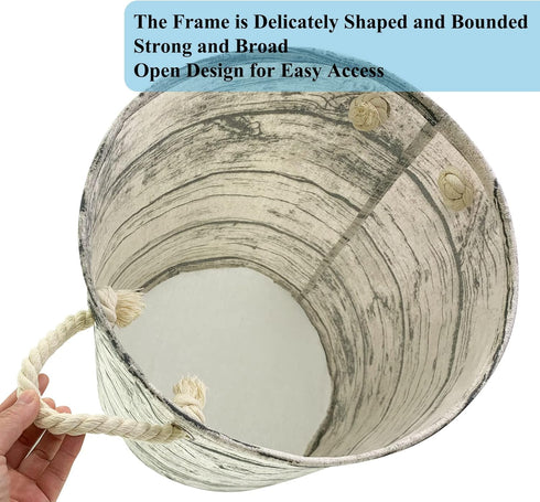 Mziart Unique Tree Stump Large Laundry Basket Bag with Rope Handles, Collapsible Wood Grain Waterproof Laundry Hamper Stylish Storage Basket Bin O...