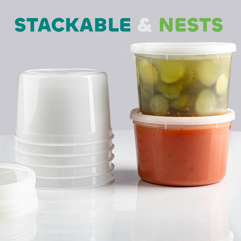 JoyServe 64 oz Food Storage Containers with Lids Pack of 6, Half Gallon Round Plastic Deli Container with Leak-Proof Lid, BPA-Free, Freezer, Dishw...