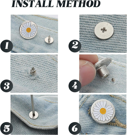 RONYOUNG 100PCS Jeans Buttons Pins with Screwdriver, Jean Buttons for Loose Jeans, Removable Instant Metal Buttons, No-Sew Replacement Buttons for...