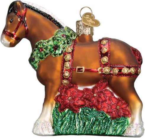 Old World Christmas Ornaments: Holiday Clydesdale Glass Blown Ornaments for Christmas Tree...