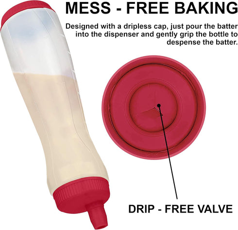 Bahoki Essentials Pancake Pen - Easy-Squeeze Batter Dispenser with Drip-Free Silicone Nozzle...