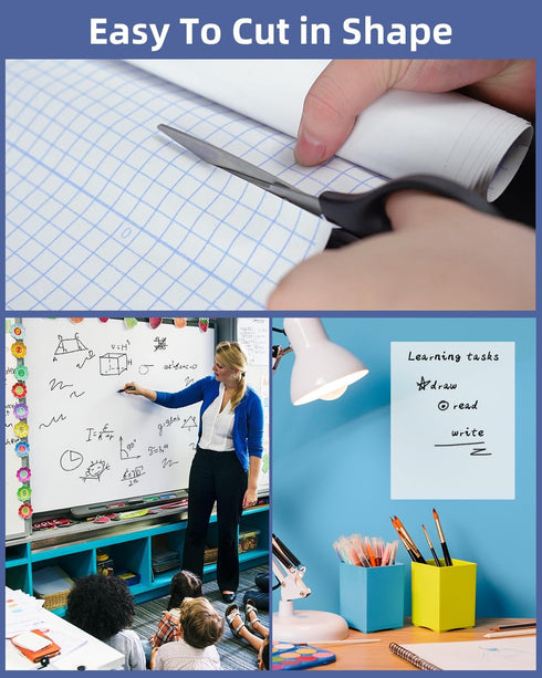 Nicpro 2 Pack Dry Erase Whiteboard Sticker Wall Decal, 17.7" X 78.7"(6.5 ft) Self-Adhesive White Board Peel Stick Paper to Do List with 6 Color Wa...