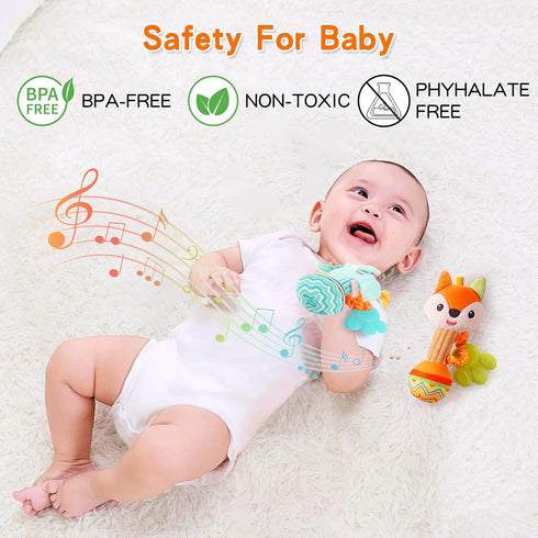 Baby Rattles 0-6 Months?Baby Soft Rattles Shaker?Hand Grab Sensory Shaker,Teething Toys for Babies 6-12 months?Sensory Plush Animal Toys for 0 3 6...