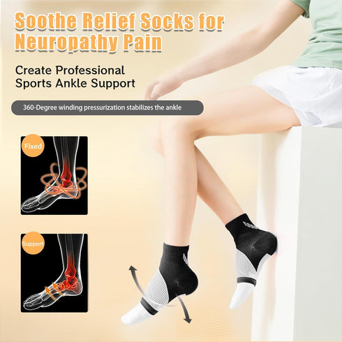 3 Pairs Neuropathy Socks, Soothe Relief Socks for Neuropathy Pain Women Men, Plantar Fasciitis Toeless Compression Socks Comprex Ankle Sleeves for...