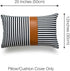 Hofdeco Faux Leather and 100% Cotton Pillow Cover Only, Camel Black Modern Design Stripes, 12"x20"...