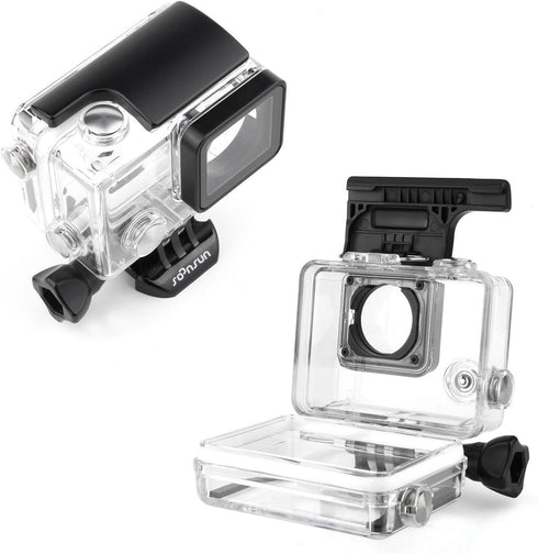 SOONSUN Standard Waterproof Case Dive Housing for GoPro Hero 4 Black, Hero 4 Silver, Hero 3+, Hero 3 Cameras with BacPac Backdoor for Extended Bat...