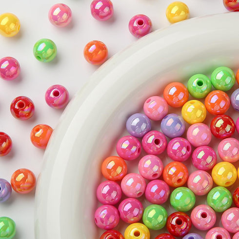 12mm Acrylic Beads Rainbow Colors Beads Ab Color Beads Round Bubble Beads for DIY Craft Jewelry Necklace Making (ab-Rainbow)...