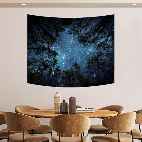 Tileranois Starry Sky Tapestry Starry Night Forest Nature Scenery Landscape Tapestry Living Room Bedroom Decoration Tapestry 5x4FT 150x120cm...