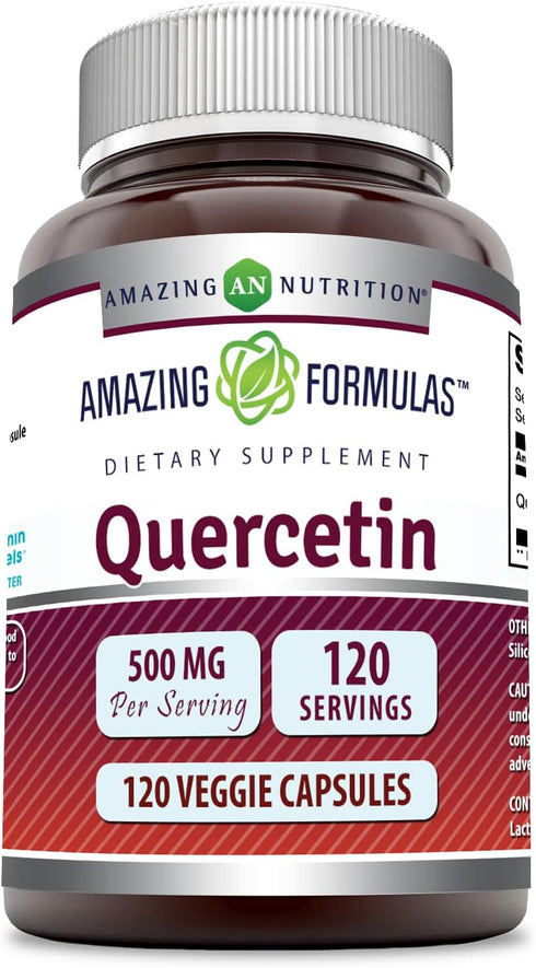 Amazing Formulas Quercetin 500mg 120 Veggie Capsules Supplement - Non-GMO - Gluten Free - Supports Overall Health & Well Being...