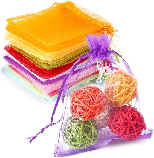 WenTao 100PCS Organza Gift Bags, 4x4.72 Mixed Color Wedding Favor Bags with Drawstring, Premium Candy Jewelry Pouch Party Wrap...
