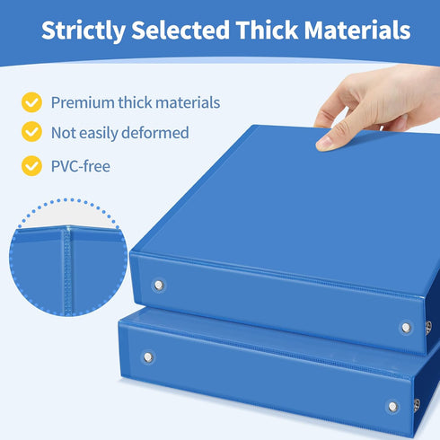 SUNEE 3 Ring Binder 1.5 Inch 1 Pack, Clear View Binder Three Ring PVC-Free (Fit 8.5x11 Inches) for School Binder or Office Binder Supplies, Blue B...