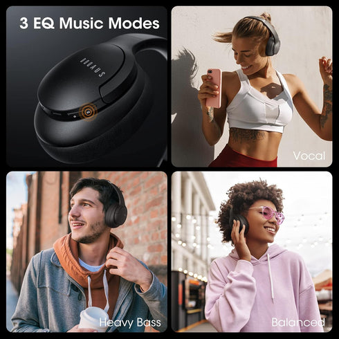 DOQAUS ???????????????? Bluetooth Headphones Over Ear, 90H Playtime Bluetooth 5.3 Wireless Headphones 3 EQ Modes, Built-in HD Mic, HiFi Stereo Sou...
