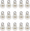 100pcs 8mm White Imitation Pearl Charms Pendants Faux Pearl Beads Charms with Rhinestone for Dangle Earrings Necklace Jewelry Making...