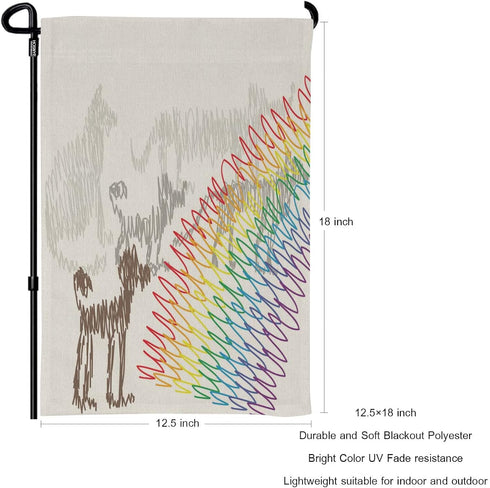 HOSNYE Cats and Dogs Garden Flags Double Sided Yard Flags Rainbow Bridge and Spirits A Pet Funeral Card Garden Flags 12x18 inch for Yard Outdoor D...